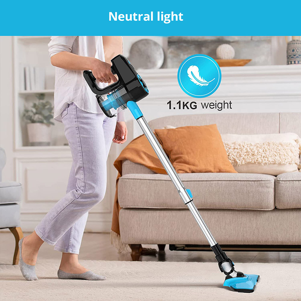 Refurbished YISORA N3 Cordless Vacuum Cleaner, 17kPa Powerful Suction, 0.7L Dust Cup, 40min Runtime, 2200mAh Capacity, 70dB Noise Level, Light Blue