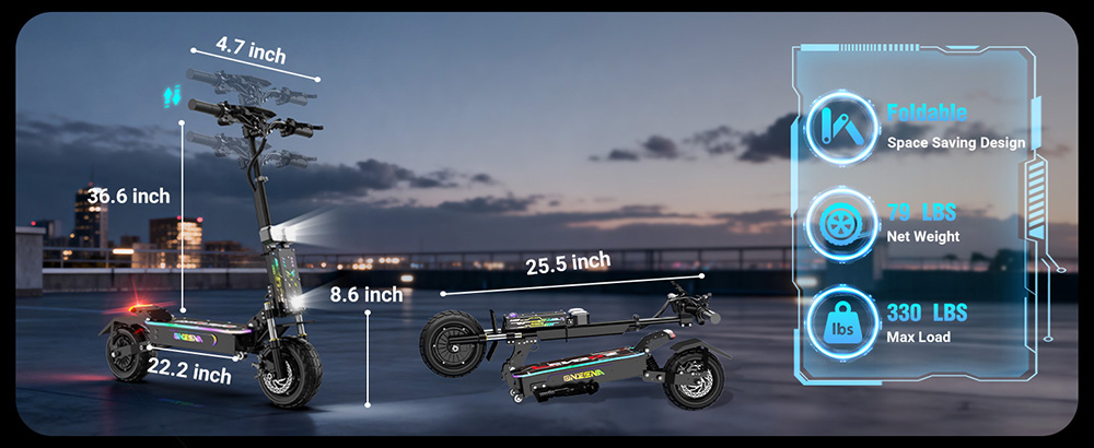 ONECNA GT7 Foldable Electric Scooter, Dual 2800W Motors, 60V 27Ah Battery, 45MPH Top Speed, 89km Range, 11-Inch Off-Road Fat Tires, 45° Climbing Angle, Dual Suspension, Dual Oil Brakes, App Control, 150 kg Max Load