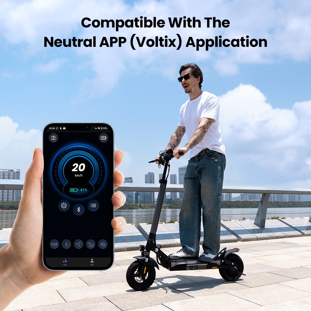 iScooter W9 Electric Scooter, 1000W Motor, 48V 14Ah Battery, 10 inch Tires, 45km/h Max Speed, 45km Range, Front & Rear Disc Brake, Dual Shock Absorption, LCD Display