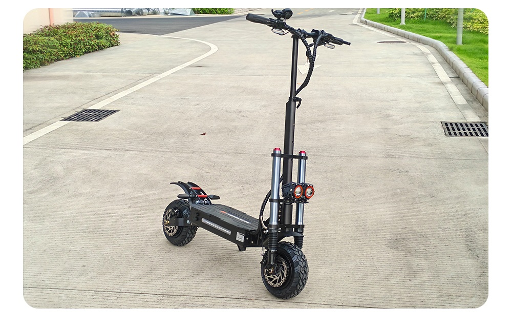 BOYUEDA S3-11 Electric Scooter, 3000W*2 Motor 85km/h Max Speed, 60V 38Ah Battery up to 120km Range, 11-inch Sawtooth Vaccum Off-road Tire, Dual Hydraulic Disc Brakes, Hydraulic damping, 45° Climbing LCD Display All-round Lighting and turn signal