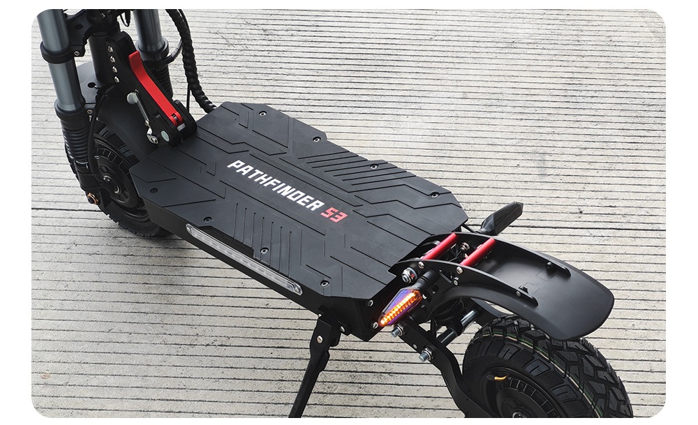BOYUEDA S3-11 Electric Scooter, 3000W*2 Motor 85km/h Max Speed, 60V 38Ah Battery up to 120km Range, 11-inch Sawtooth Vaccum Off-road Tire, Dual Hydraulic Disc Brakes, Hydraulic damping, 45° Climbing LCD Display All-round Lighting and turn signal
