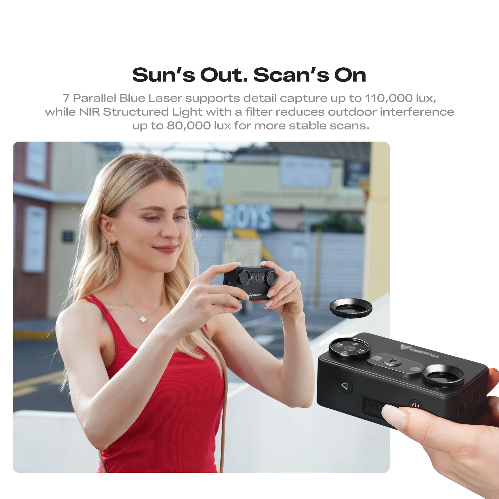 Creality Pika Portable 3D Scanner, 7-Line Blue Laser & NIR Structured Light, 0.03mm Accuracy, 110FPS, 3-inch Touchscreen, Wi-Fi 6 - Black