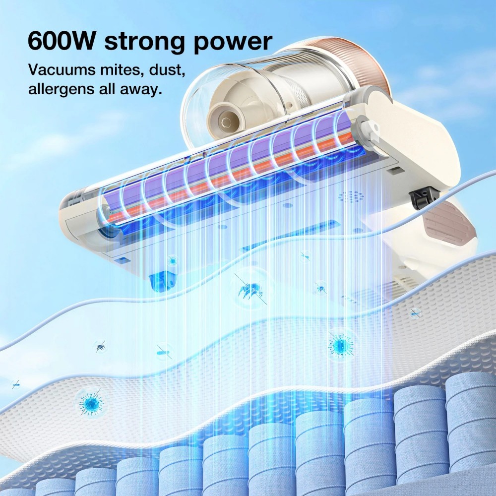 Refurbished JIMMY BX6 Lite Anti-Mite Vacuum Cleaner, 600W Strong Power, Dust Sensor, LED Screen, 55℃ Hot Wind, UV Light