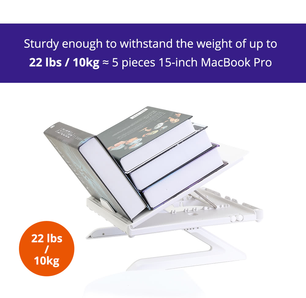 Tronsmart D07 Foldable Laptop Stand, 9-Level Height & Angle Adjustment, 10kg Load Capacity, Ventilated Cooling Design, Dual Phone Holders, for 10–17-Inch Laptops & Tablets - White