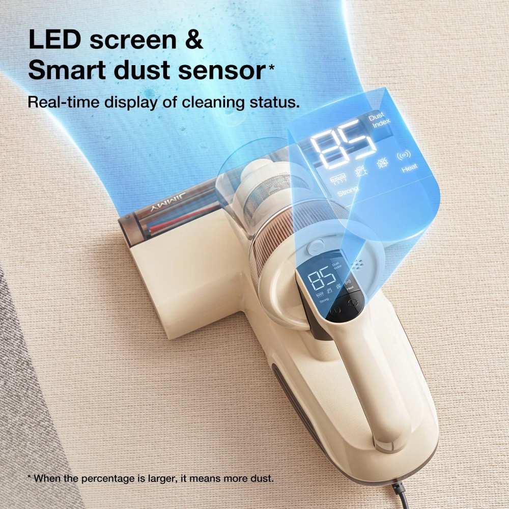 Refurbished JIMMY BX6 Lite Anti-Mite Vacuum Cleaner, 600W Strong Power, Dust Sensor, LED Screen, 55℃ Hot Wind, UV Light