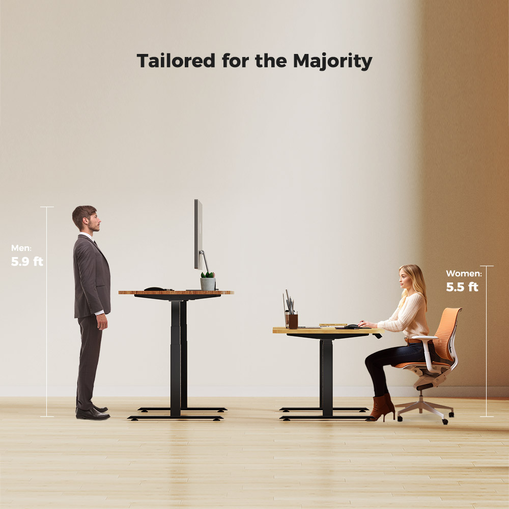 Refurbished ACGAM JSZ-3 Dual-motor 3-Stage Electric Adjustable Standing Desk Frame, Heavy Duty 264lbs Load Capacity, for Home Office, Black - EU Plug