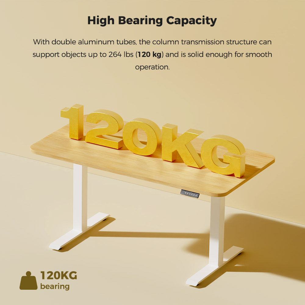 Refurbished ACGAM JSZ-3 Dual-motor 3-Stage Electric Adjustable Standing Desk Frame, Heavy Duty 264lbs Load Capacity, for Home Office, White - EU Plug