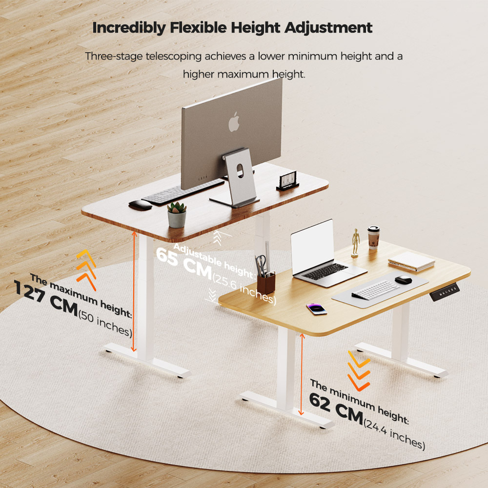 Refurbished ACGAM JSZ-3 Dual-motor 3-Stage Electric Adjustable Standing Desk Frame, Heavy Duty 264lbs Load Capacity, for Home Office, White - EU Plug