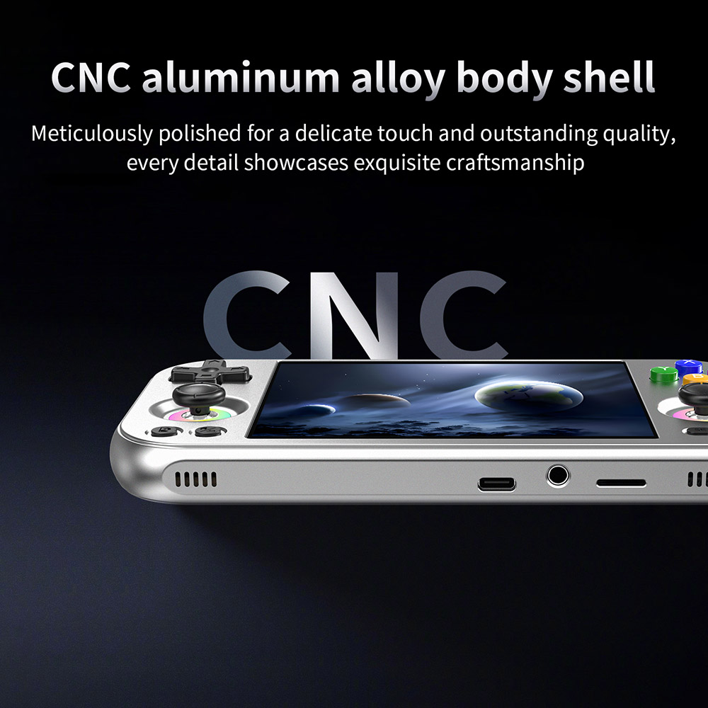 Refurbished ANBERNIC RG 477M AI Game Console, Android 14, 12GB RAM 256GB Storage, 4.7 inch 1280×960 LTPS Touchscreen, 120Hz Refresh Rate, WiFi 6E Bluetooth 5.3, 3D Hall joystick, 7 Hours of Playtime - Silver Blade