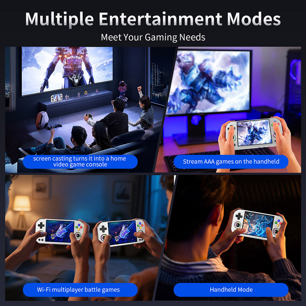 Refurbished ANBERNIC RG 477M AI Game Console, Android 14, 12GB RAM 256GB Storage, 4.7 inch 1280×960 LTPS Touchscreen, 120Hz Refresh Rate, WiFi 6E Bluetooth 5.3, 3D Hall joystick, 7 Hours of Playtime - Silver Blade