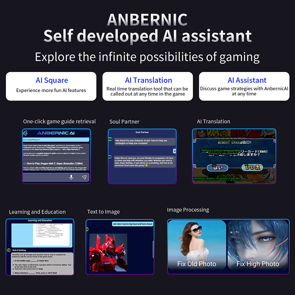 Refurbished ANBERNIC RG 477M AI Game Console, Android 14, 12GB RAM 256GB Storage, 4.7 inch 1280×960 LTPS Touchscreen, 120Hz Refresh Rate, WiFi 6E Bluetooth 5.3, 3D Hall joystick, 7 Hours of Playtime - Silver Blade