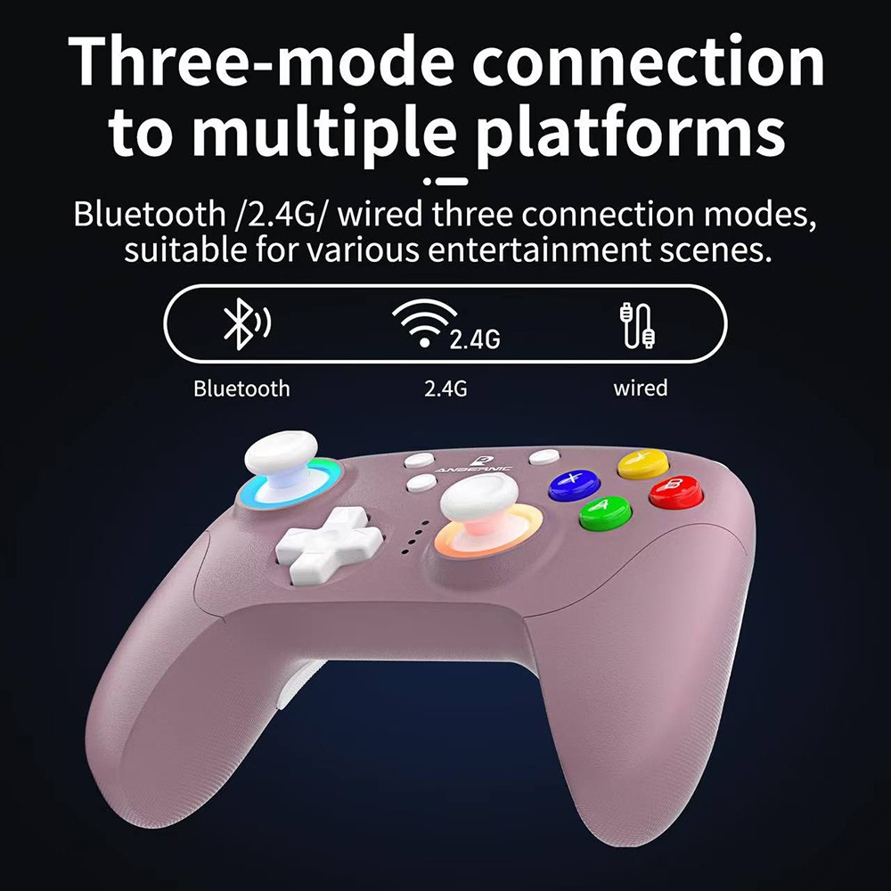 Refurbished ANBERNIC RG P01 Game Controller, Hall Effect Triggers & Joystick, Six-axis Gyroscope, Bluetooth/2.4G Wireless/ Wired Connection, 9 Hours Autonomy, Compatible with PC, Switch, Android, iOS, Steam - Black