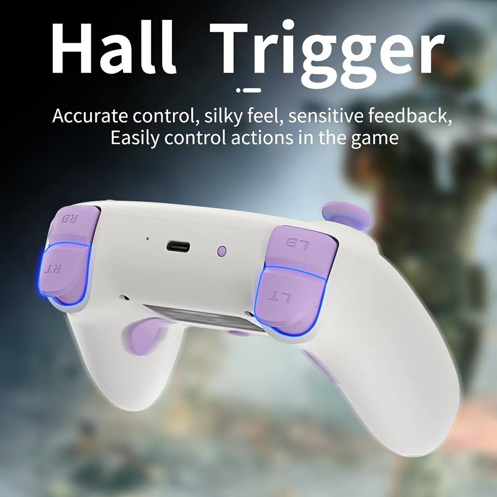 Refurbished ANBERNIC RG P01 Game Controller, Hall Effect Triggers & Joystick, Six-axis Gyroscope, Bluetooth/2.4G Wireless/ Wired Connection, 9 Hours Autonomy, Compatible with PC, Switch, Android, iOS, Steam - Black