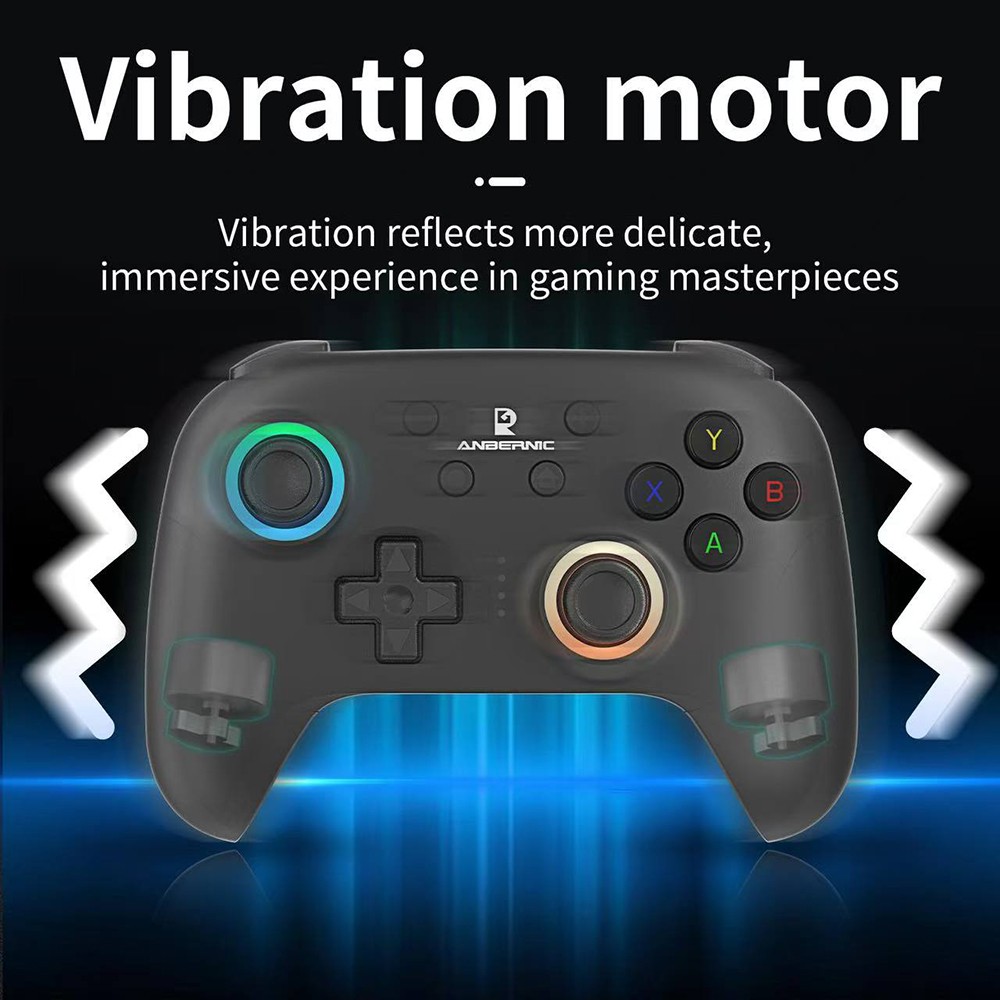 Refurbished ANBERNIC RG P01 Game Controller, Hall Effect Triggers & Joystick, Six-axis Gyroscope, Bluetooth/2.4G Wireless/ Wired Connection, 9 Hours Autonomy, Compatible with PC, Switch, Android, iOS, Steam - Black