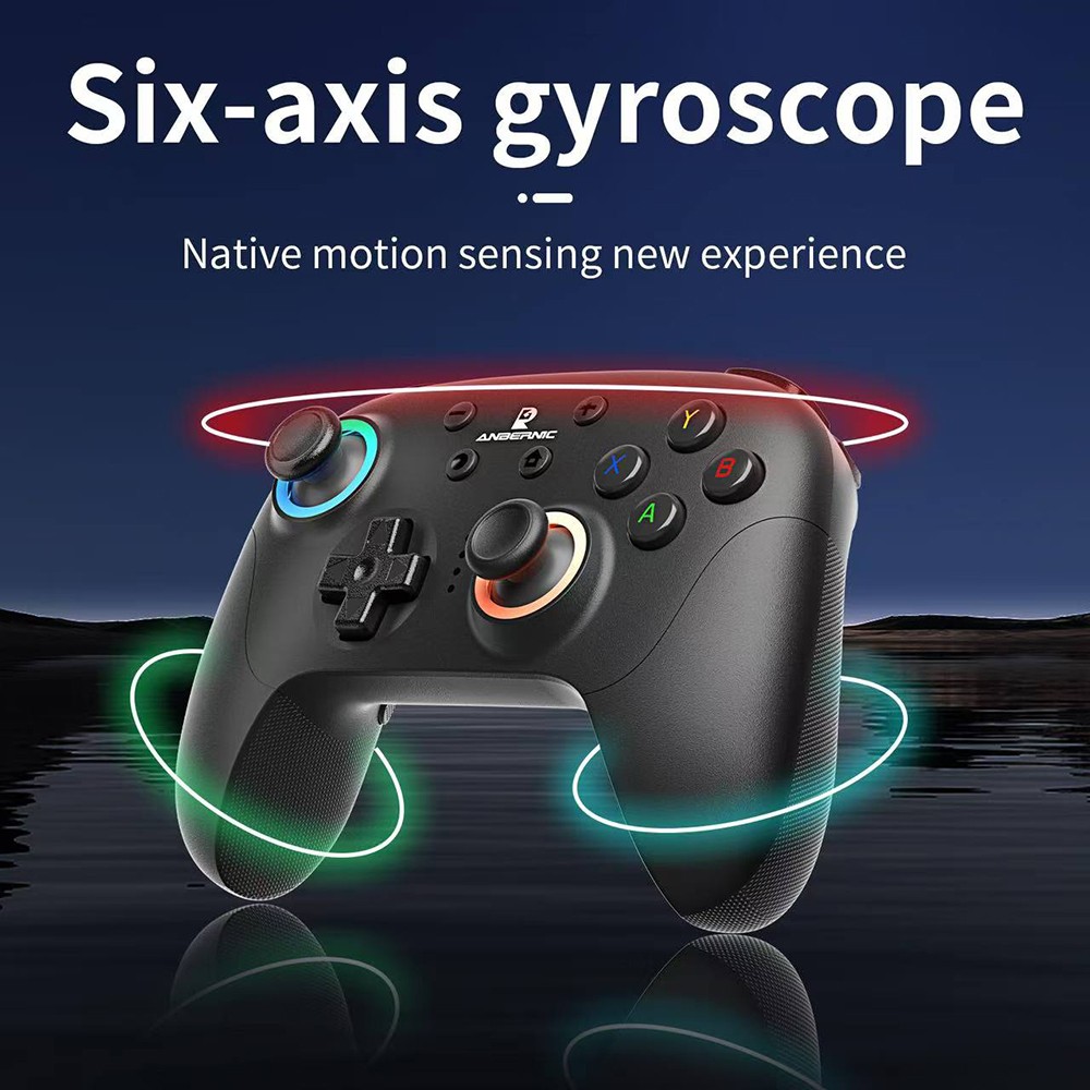Refurbished ANBERNIC RG P01 Game Controller, Hall Effect Triggers & Joystick, Six-axis Gyroscope, Bluetooth/2.4G Wireless/ Wired Connection, 9 Hours Autonomy, Compatible with PC, Switch, Android, iOS, Steam - Black