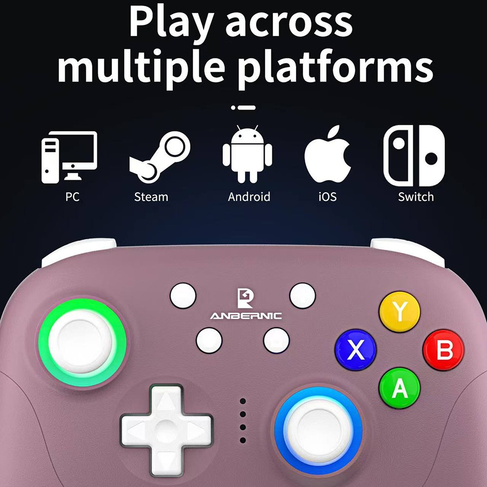 Refurbished ANBERNIC RG P01 Game Controller, Hall Effect Triggers & Joystick, Six-axis Gyroscope, Bluetooth/2.4G Wireless/ Wired Connection, 9 Hours Autonomy, Compatible with PC, Switch, Android, iOS, Steam - Black