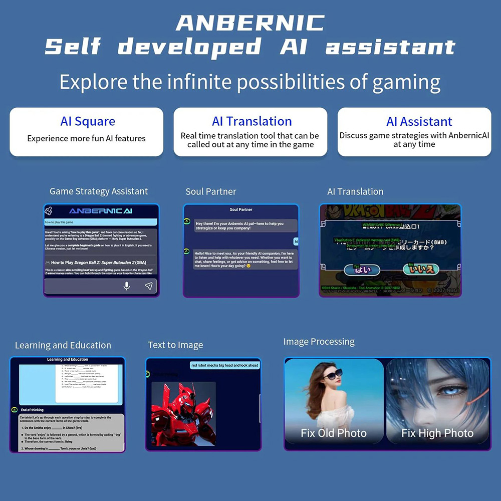 Refurbished ANBERNIC RG Slide Game Console, 256GB TF Card with 7000+ Games, 4.7 inch 1280*960 120Hz Touchscreen, 8GB LPDDR4X + 128GB UFS2.2, Al Assistant, Android 13, Capacitive Joystick - Black
