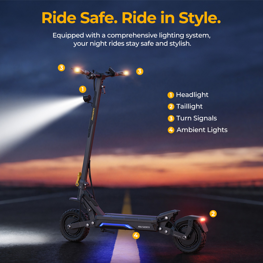 Refurbished Ausom Gosoul 2 Pro Dual Motor Electric Scooter, 1000W*2 Motor, 48V 18Ah Battery, 10-inch Tires, 60km/h Max Speed, 90km Range, Front & Rear Disc Brake, Dual Front Suspension, NFC Unlock