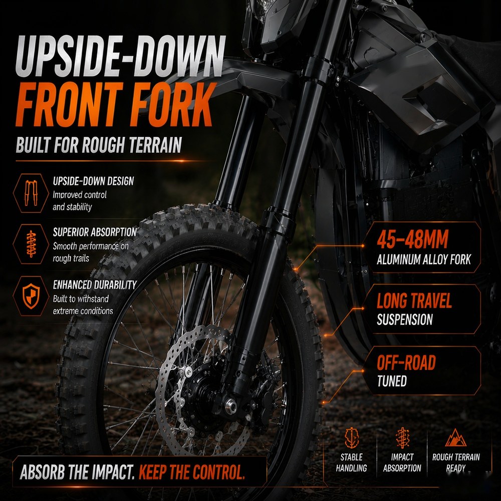 BOYUEDA M7 Electric Dirt Bike, 5000W Peak Motor, 60V 27Ah Lithium Battery, 70km/h Max Speed, 50km Range, 200Nm Torque, Front & Rear Hydraulic Disc Brakes, 17/14-Inch Off-Road Tires, IPX6