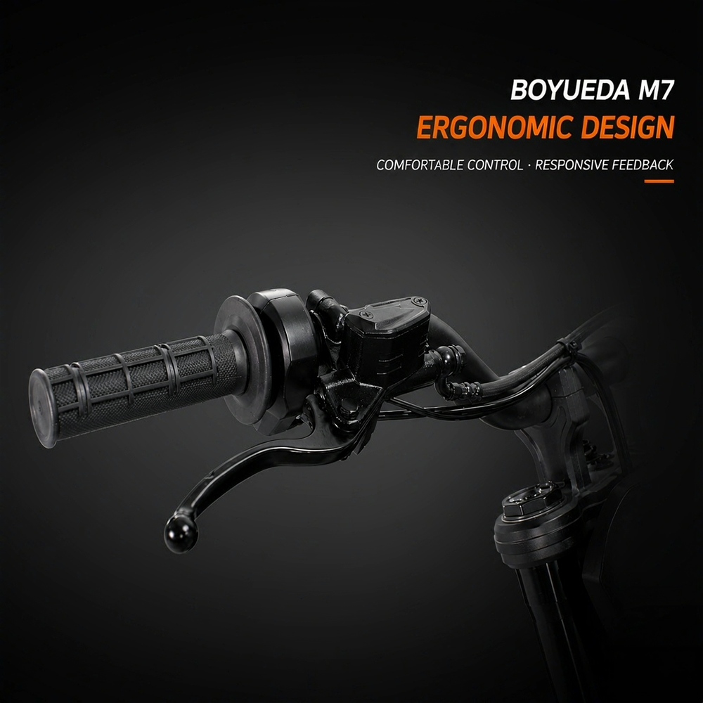 BOYUEDA M7 Electric Dirt Bike, 5000W Peak Motor, 60V 27Ah Lithium Battery, 70km/h Max Speed, 50km Range, 200Nm Torque, Front & Rear Hydraulic Disc Brakes, 17/14-Inch Off-Road Tires, IPX6