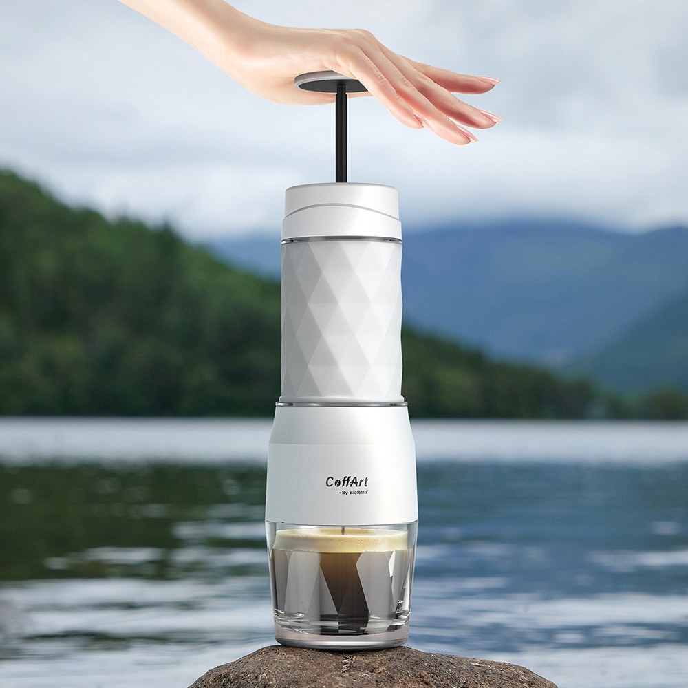 Refurbished BioloMix HS8439 Portable Coffee Maker, 13-18Bar Pressure Hand Press Capsule Ground Coffee Brewer, 80ml Water Container