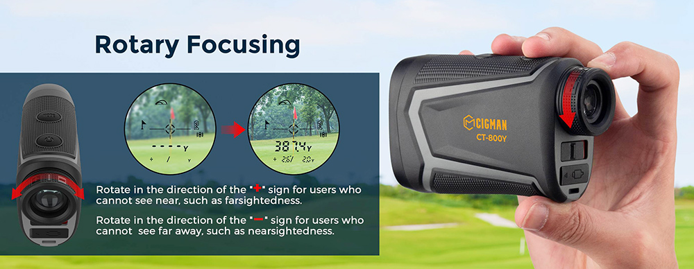 Refurbished CIGMAN CT-800Y 800m Golf Rangefinder, with 6X Magnification, Flag Pole Locking Vibration, Magnetic Strap, USB Rechargeable