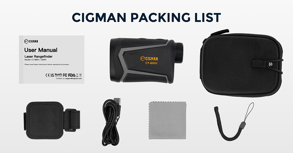 Refurbished CIGMAN CT-800Y 800m Golf Rangefinder, with 6X Magnification, Flag Pole Locking Vibration, Magnetic Strap, USB Rechargeable
