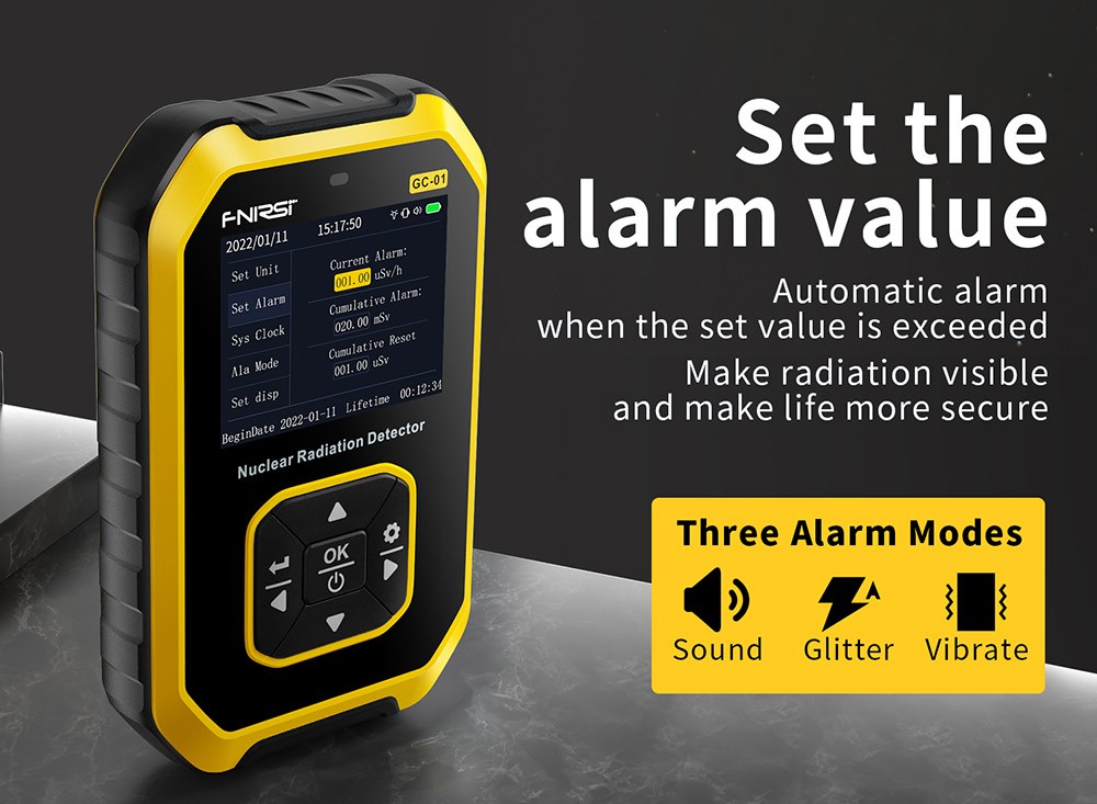 Refurbished FNIRSI GC-01 Nuclear Radiation Detector with LCD Display, Geiger Counter Tube, Beta Gamma X-Ray Detect, 3 Alarm Modes