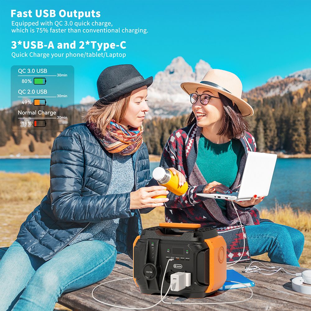 Refurbished Flashfish A501 500W Portable Power Station, 540Wh AC 230V Power Battery, 1000W Peak Solar Generator for Outdoor Camping