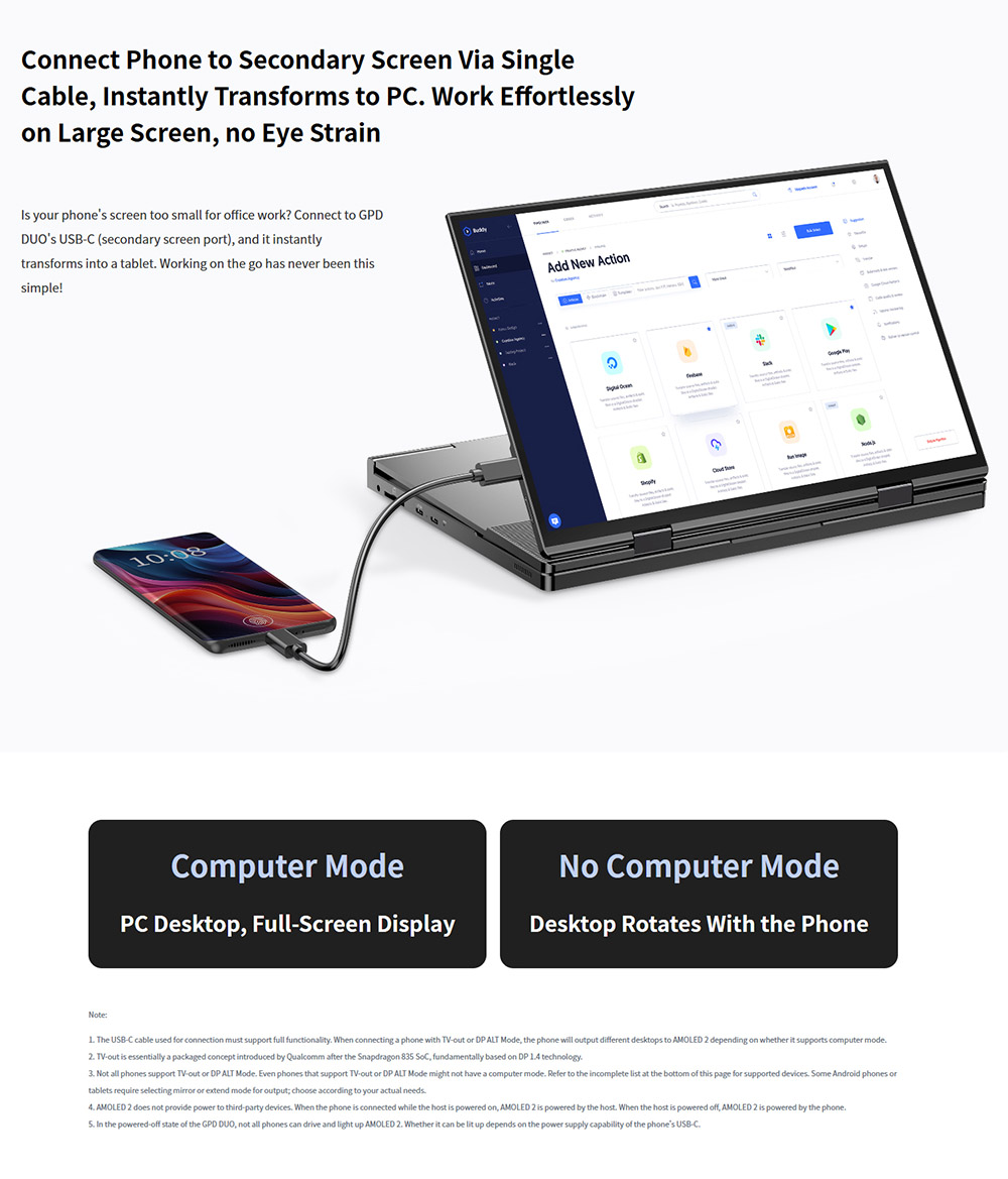 Refurbished GPD DUO 13.3-inch Dual-OLED Screen Laptop, AMD Ryzen AI 9 HX 370 (12 Core Max 5.1GHz), 2880*1800, 32GB LPDDR5 RAM 1TB SSD, WiFi 6E Bluetooth 5.3, Built-in Hyper-Linear Speakers