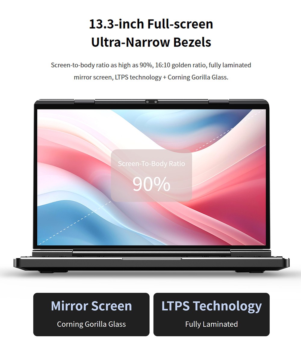 Refurbished GPD DUO 13.3-inch Dual-OLED Screen Laptop, AMD Ryzen AI 9 HX 370 (12 Core Max 5.1GHz), 2880*1800, 32GB LPDDR5 RAM 1TB SSD, WiFi 6E Bluetooth 5.3, Built-in Hyper-Linear Speakers