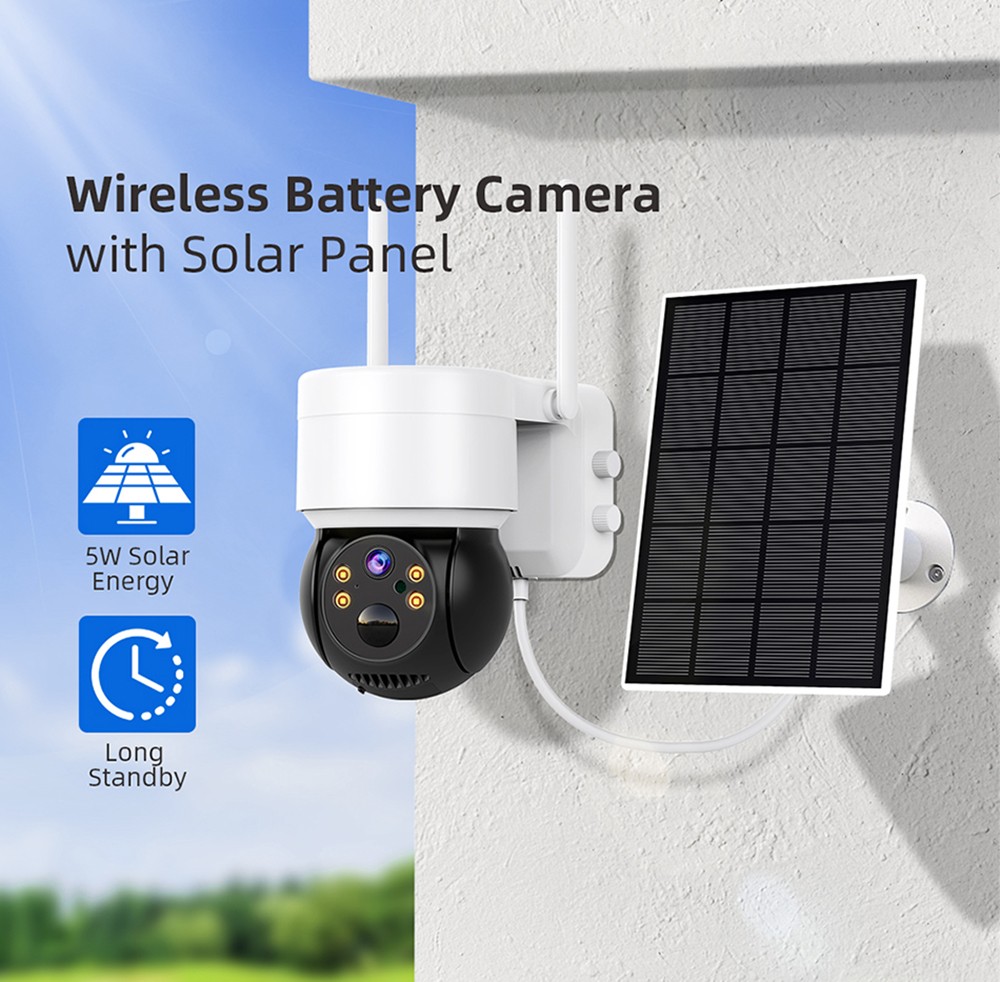 Refurbished Hiseeu WTD512 1080P WiFi Camera with Solar Panel, 5X Zoom, PIR Motion Detection, 2-way Audio Video
