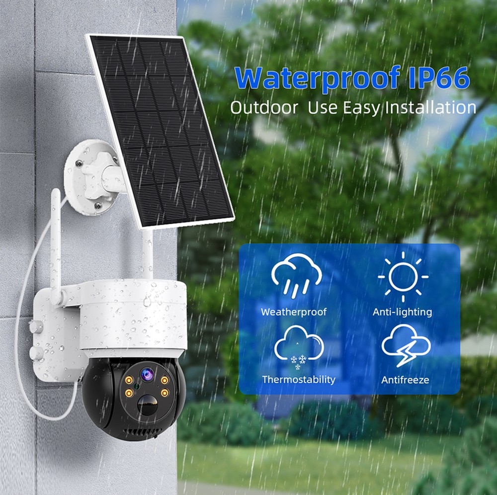 Refurbished Hiseeu WTD512 1080P WiFi Camera with Solar Panel, 5X Zoom, PIR Motion Detection, 2-way Audio Video