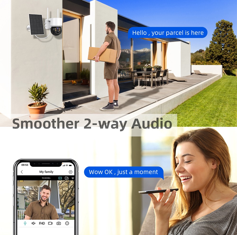 Refurbished Hiseeu WTD512 1080P WiFi Camera with Solar Panel, 5X Zoom, PIR Motion Detection, 2-way Audio Video