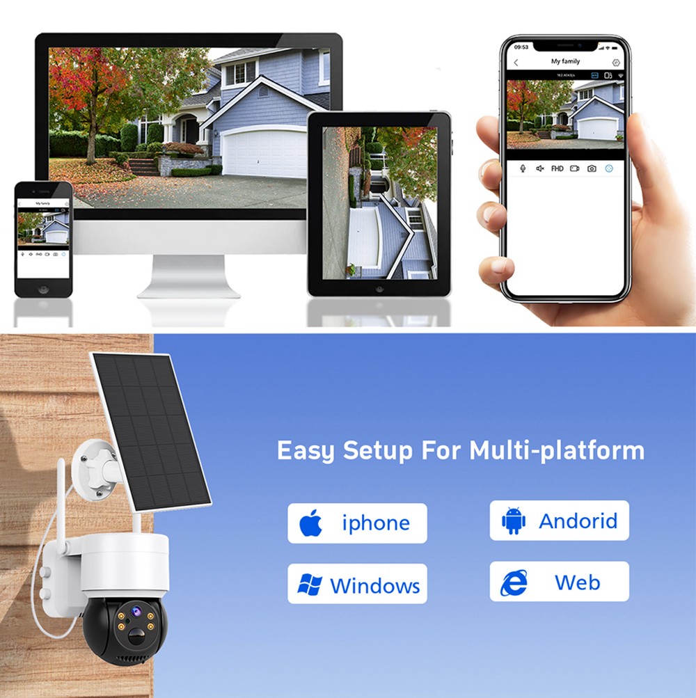 Refurbished Hiseeu WTD512 1080P WiFi Camera with Solar Panel, 5X Zoom, PIR Motion Detection, 2-way Audio Video