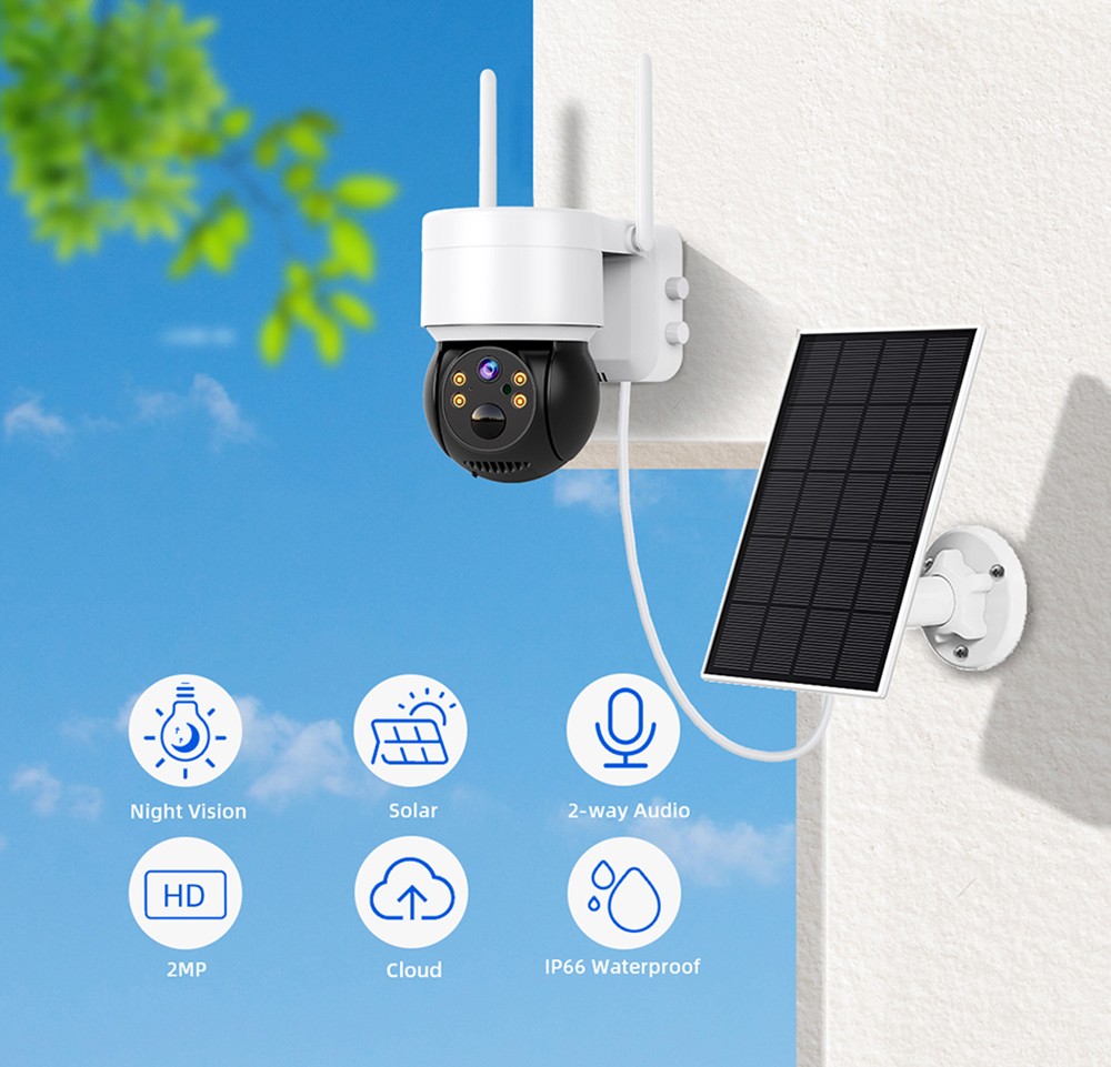 Refurbished Hiseeu WTD512 1080P WiFi Camera with Solar Panel, 5X Zoom, PIR Motion Detection, 2-way Audio Video