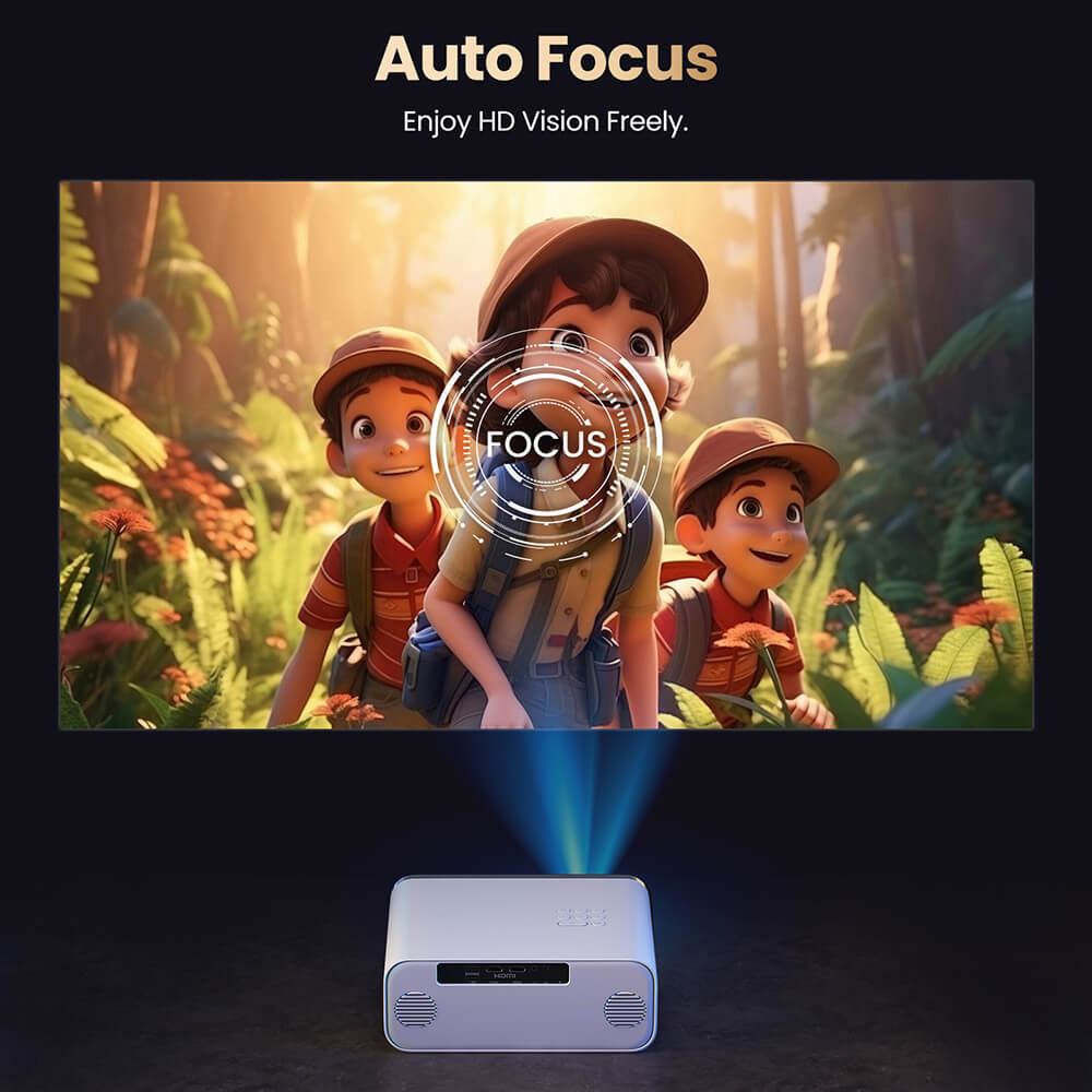 Refurbished Hunkstar P3s Projector with Bluetooth 5.0, WiFi 6, 1000 ANSI, Native 1080P, 4K Decoding Support, Auto Keystone Correction, Auto Focus, 2*5W Audio - US Plug