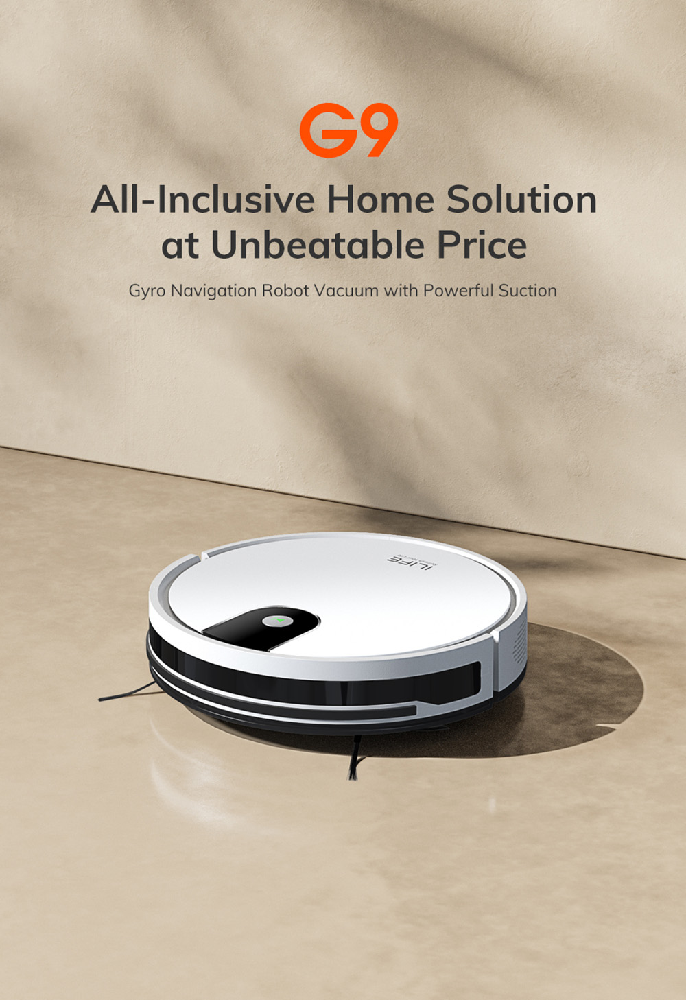Refurbished ILIFE G9 Robot Vacuum Cleaner, Gyroscope Navigation, 3000Pa Suction, 100min Runtime, 200ml Dustbin, Plan/Edge/Spot/Max Mode, Support Alexa & Google, White - EU Plug