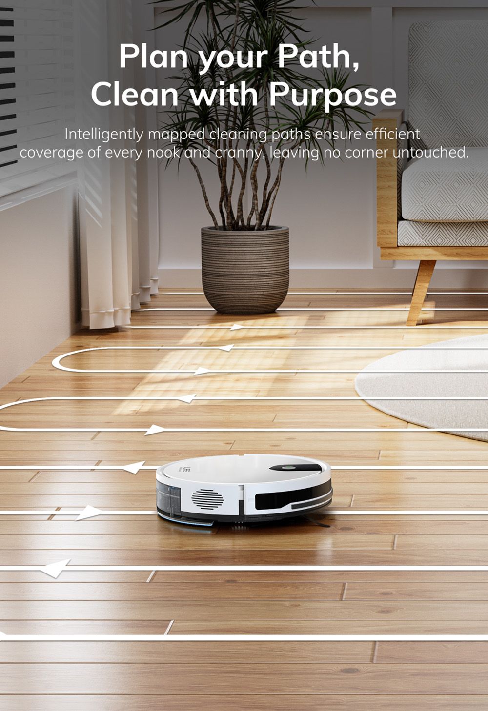 Refurbished ILIFE G9 Robot Vacuum Cleaner, Gyroscope Navigation, 3000Pa Suction, 100min Runtime, 200ml Dustbin, Plan/Edge/Spot/Max Mode, Support Alexa & Google, White - EU Plug