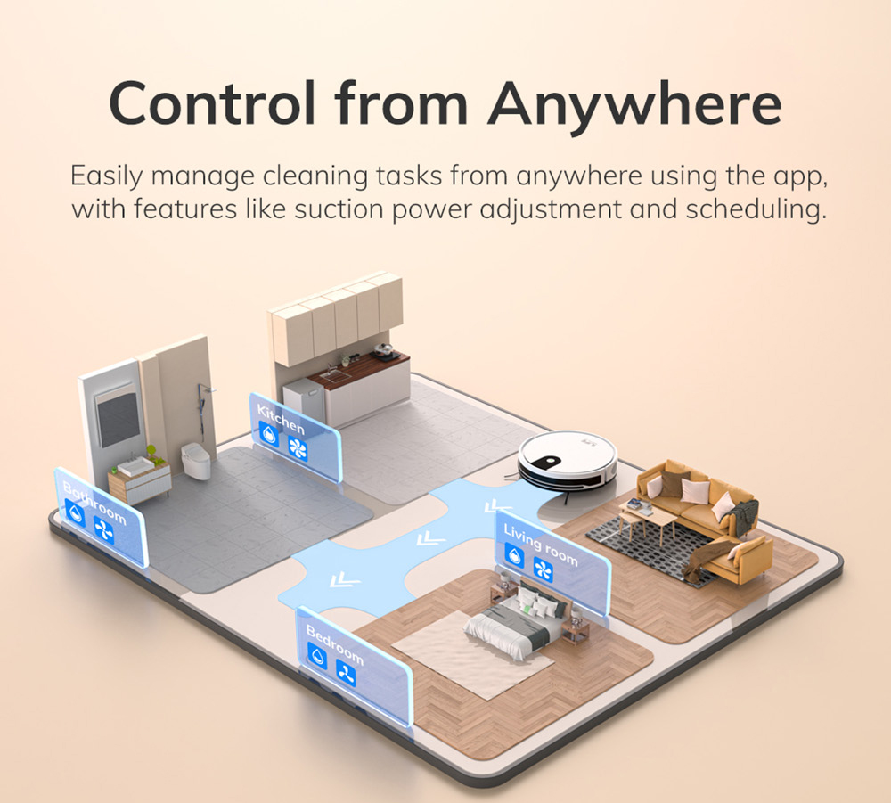 Refurbished ILIFE G9 Robot Vacuum Cleaner, Gyroscope Navigation, 3000Pa Suction, 100min Runtime, 200ml Dustbin, Plan/Edge/Spot/Max Mode, Support Alexa & Google, White - EU Plug
