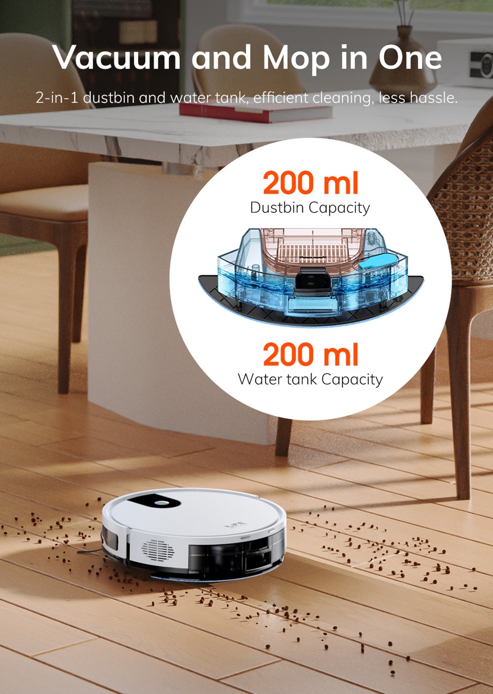 Refurbished ILIFE G9 Robot Vacuum Cleaner, Gyroscope Navigation, 3000Pa Suction, 100min Runtime, 200ml Dustbin, Plan/Edge/Spot/Max Mode, Support Alexa & Google, White - EU Plug