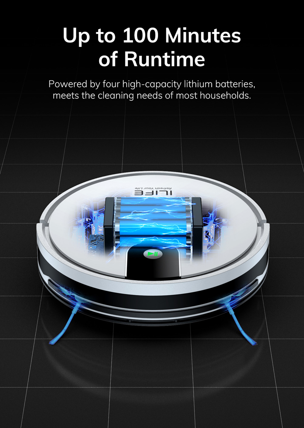 Refurbished ILIFE G9 Robot Vacuum Cleaner, Gyroscope Navigation, 3000Pa Suction, 100min Runtime, 200ml Dustbin, Plan/Edge/Spot/Max Mode, Support Alexa & Google, White - EU Plug