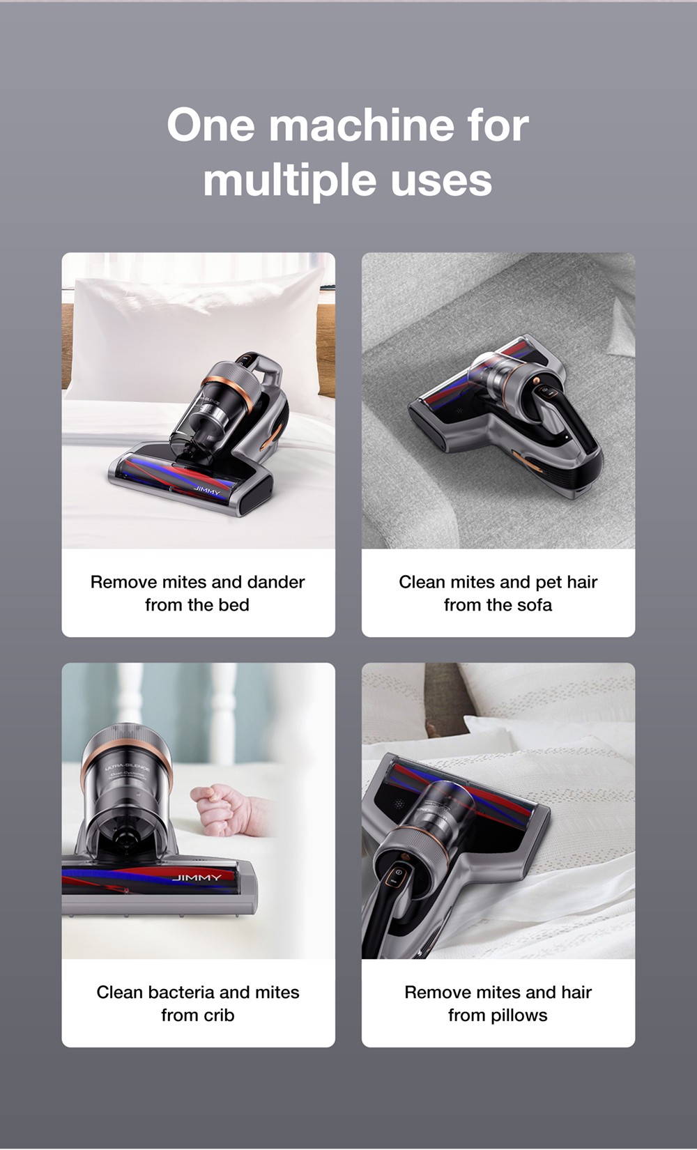 Refurbished Jimmy BX7 Pro Anti-Mite Vacuum Cleaner, 700W Dual Motor, LED Display, Intelligent Dust Recognition & UV & Ultrasonic