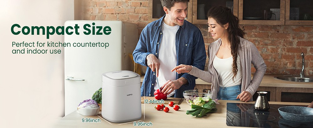 Refurbished Karfo UF006-EC Kitchen Waste Disposer, 2.5L Capacity, Single-Button Auto Operation, Turn Food Waste to Fertilizer for Plants, White - EU Plug