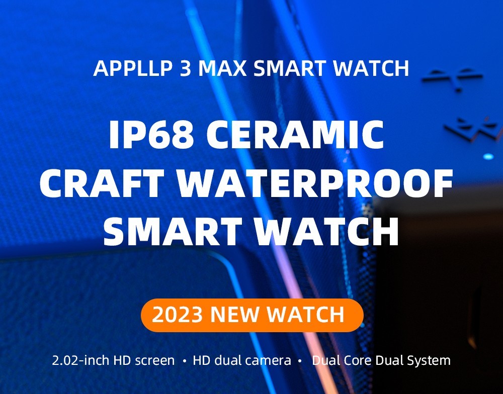 Refurbished LOKMAT APPLLP 3 MAX Phone Watch 4GB RAM 128GB ROM Android 4G SIM Network GPS Sports Fitness Tracker Dual Camera - Blue