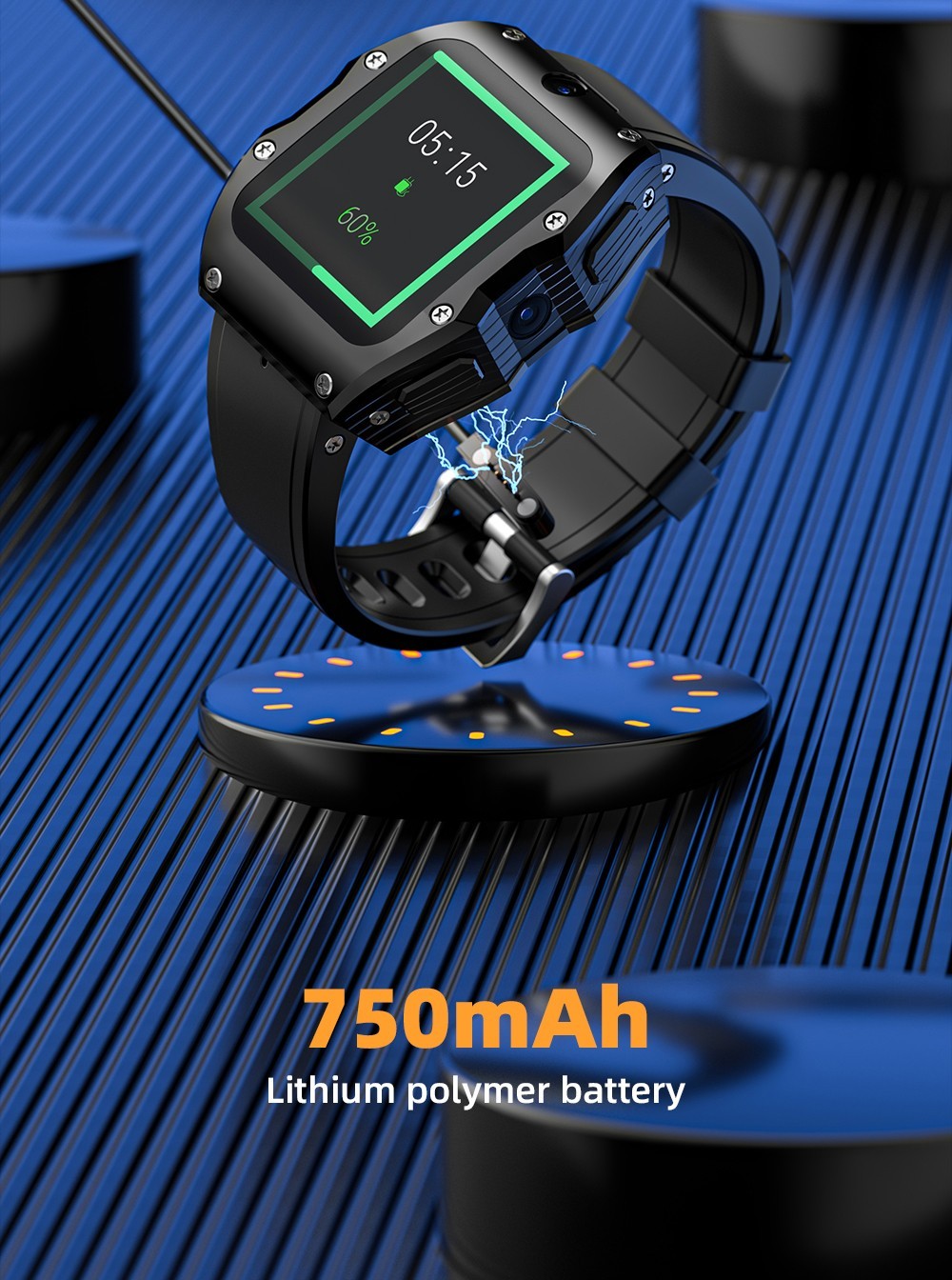 Refurbished LOKMAT APPLLP 3 MAX Phone Watch 4GB RAM 128GB ROM Android 4G SIM Network GPS Sports Fitness Tracker Dual Camera - Blue