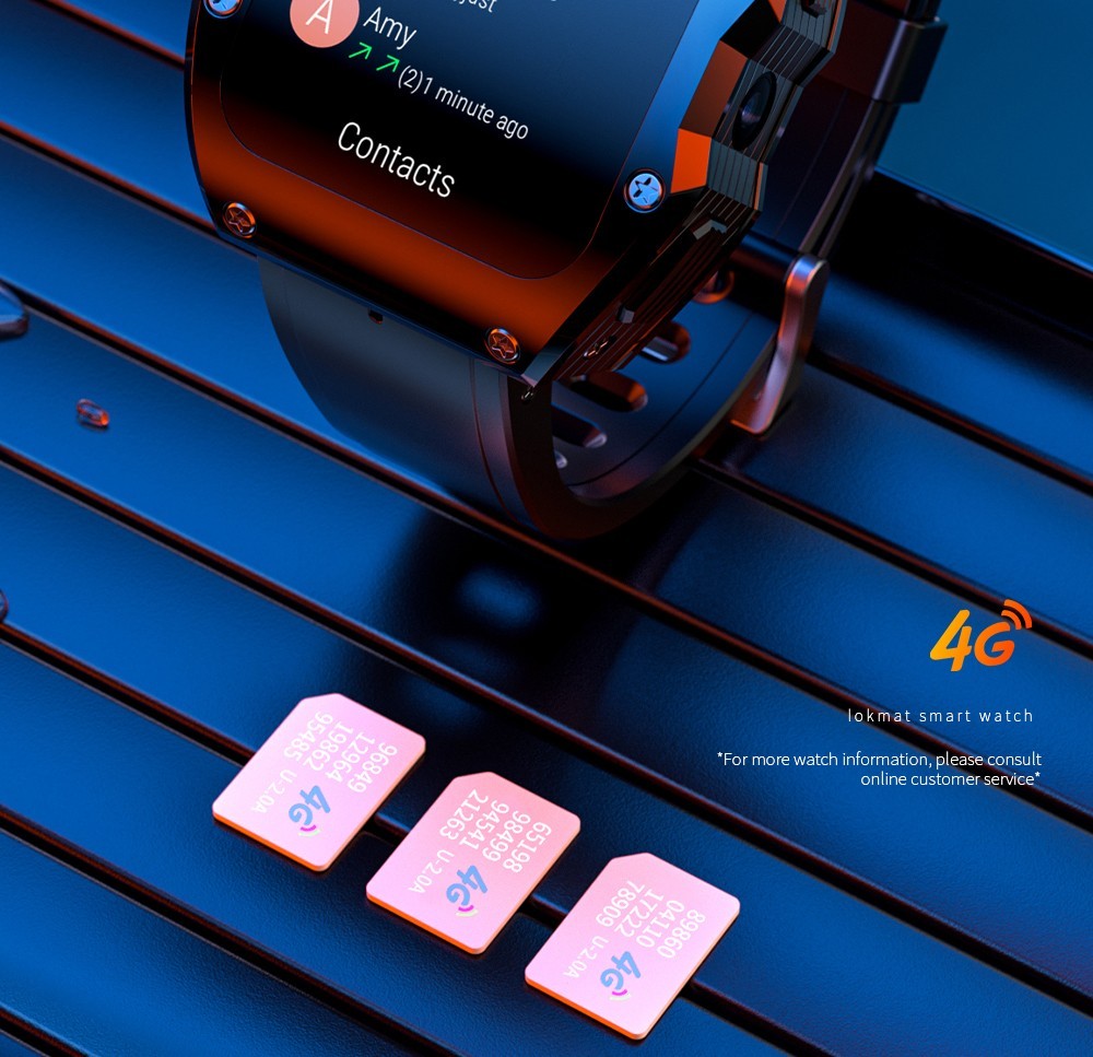 Refurbished LOKMAT APPLLP 3 MAX Phone Watch 4GB RAM 128GB ROM Android 4G SIM Network GPS Sports Fitness Tracker Dual Camera - Blue