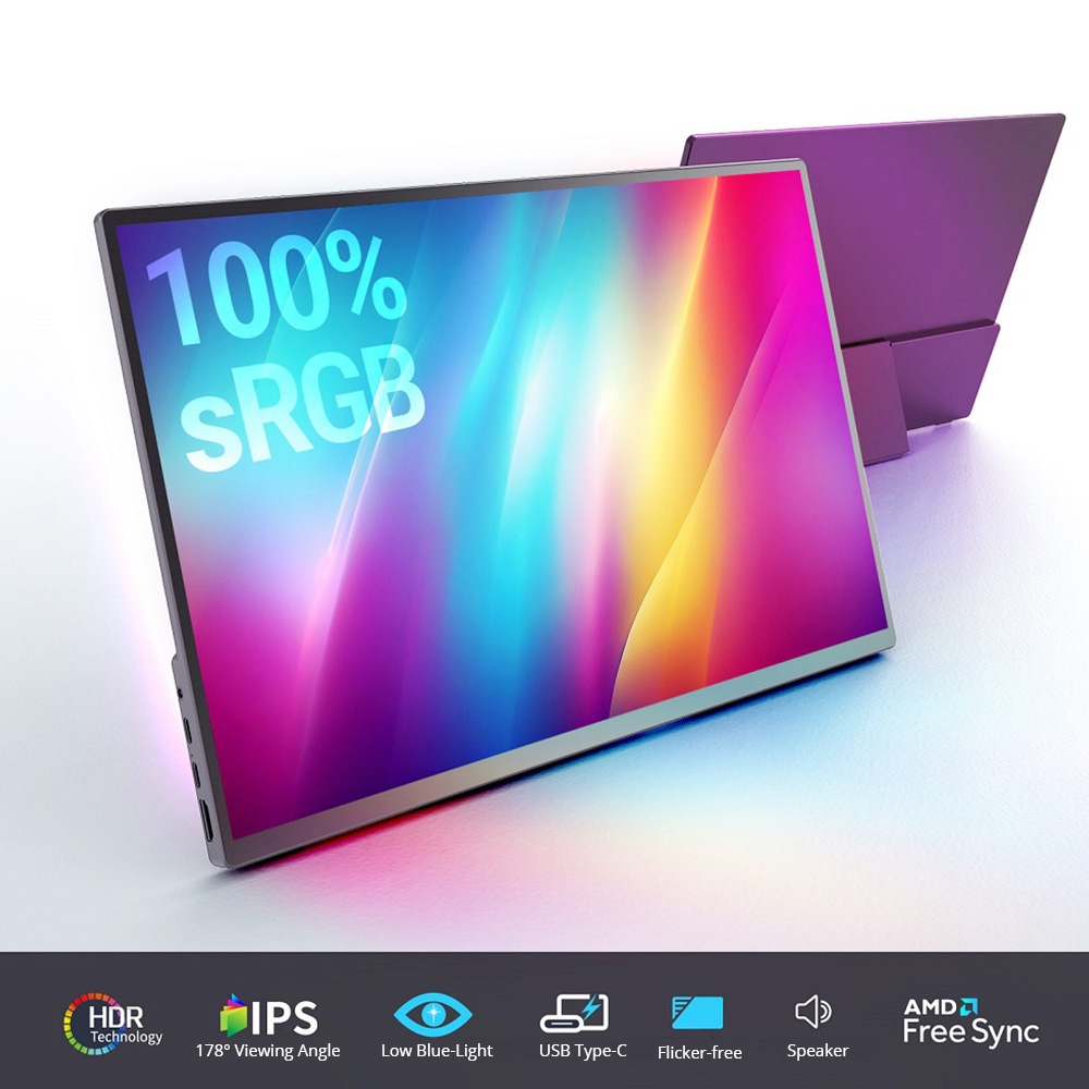 Refurbished MINIX SF16 16-inch Portable Monitor, 1920x1200 60Hz HD IPS Screen, 1*HDMI 2*USB 3.2 Type-C, 1*OTG Port