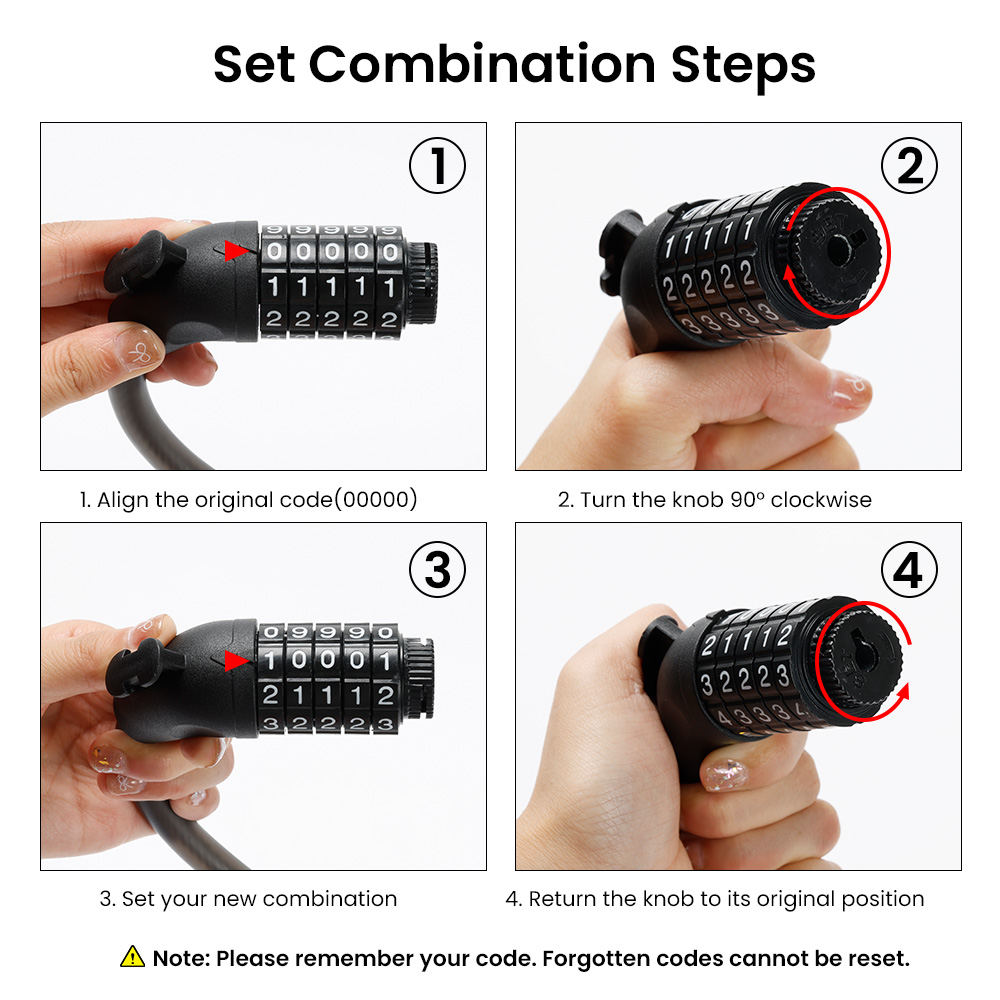 Matte Steel Cable Combination Lock