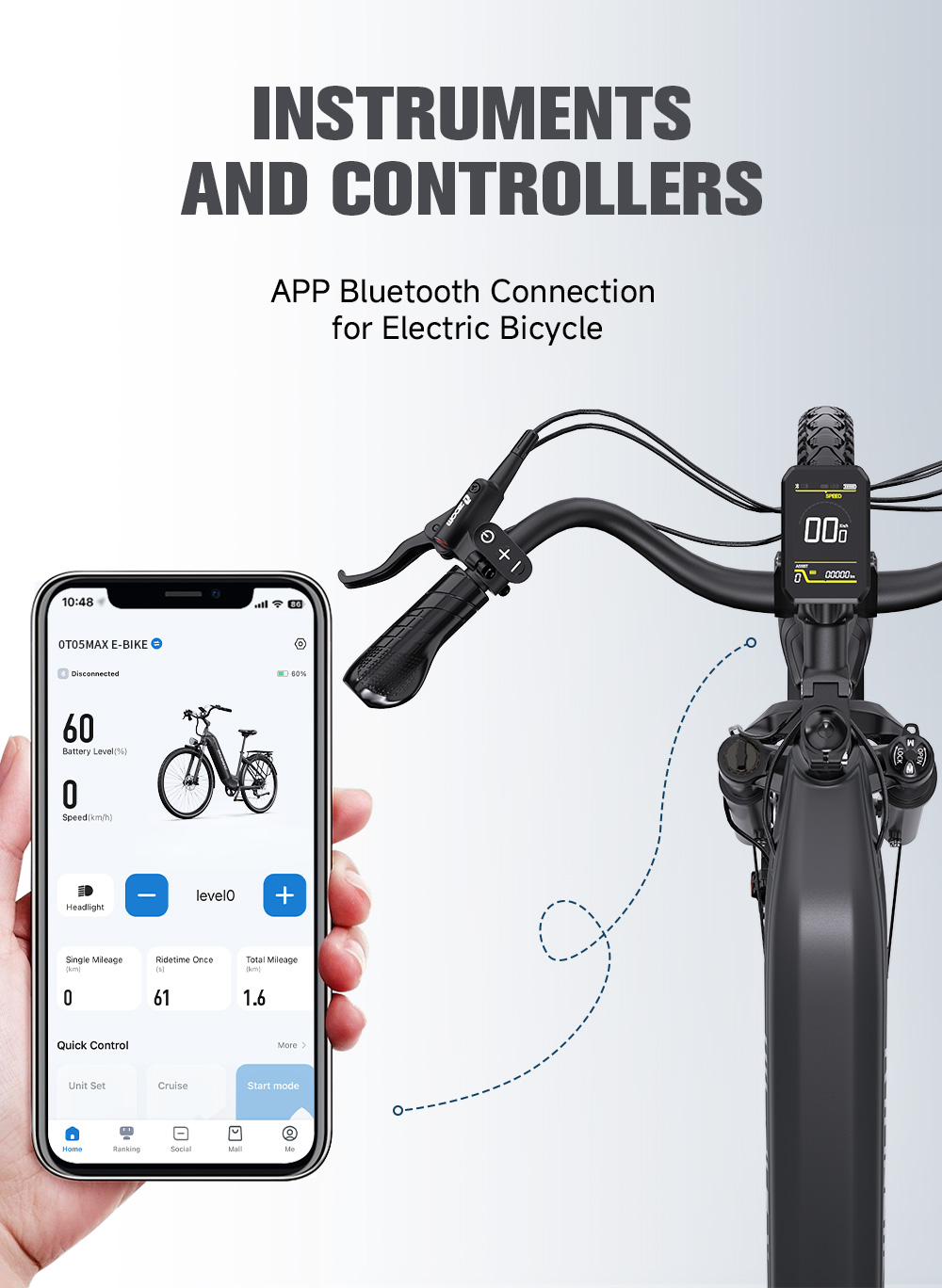 ONESPORT OT05 MAX Elektrofahrrad, 250-W-Motor, 36-V-22,5-Ah-Akku, 140 km Reichweite, 25 km/h Höchstgeschwindigkeit, Drehmomentsensor, Shimano 7-Gang-Schaltung, hydraulische Scheibenbremsen, Federgabel, Bluetooth-App-Steuerung – Tech Grey